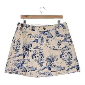 Sonderhaus The Amelie Beige Blue Vintage Print Skort Skirt Women's XL New NWT